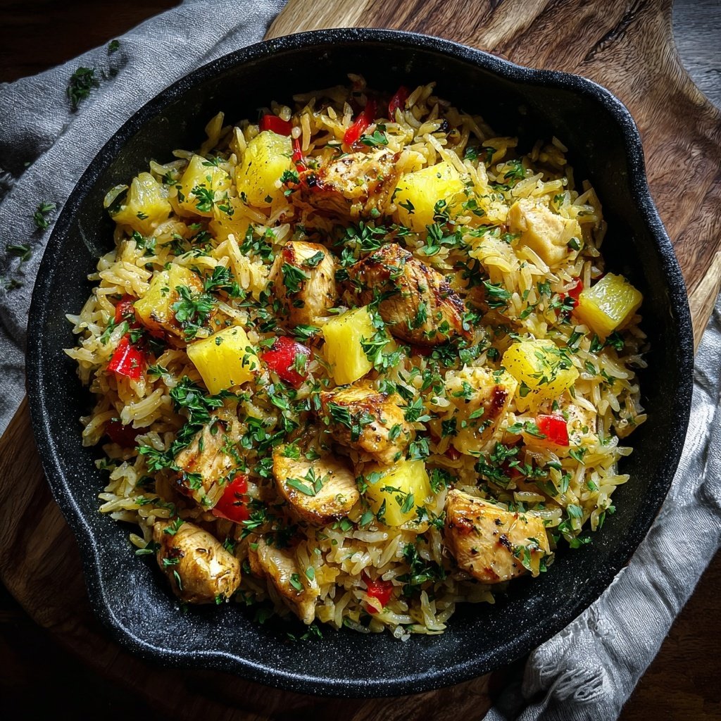 Pineapple Lime Chicken Rice Skillet