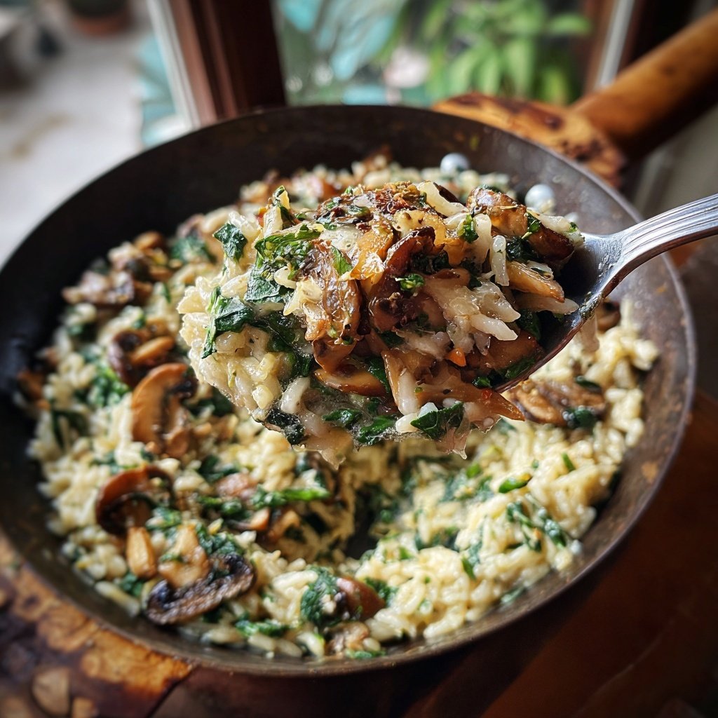 Creamy Mushroom Spinach Rice