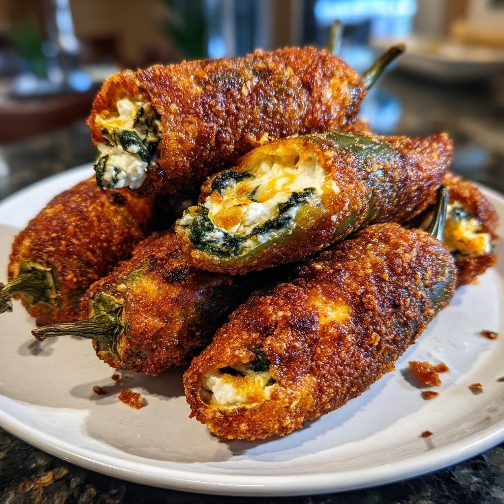 Jalapeno Poppers with Spinach Feta Filling