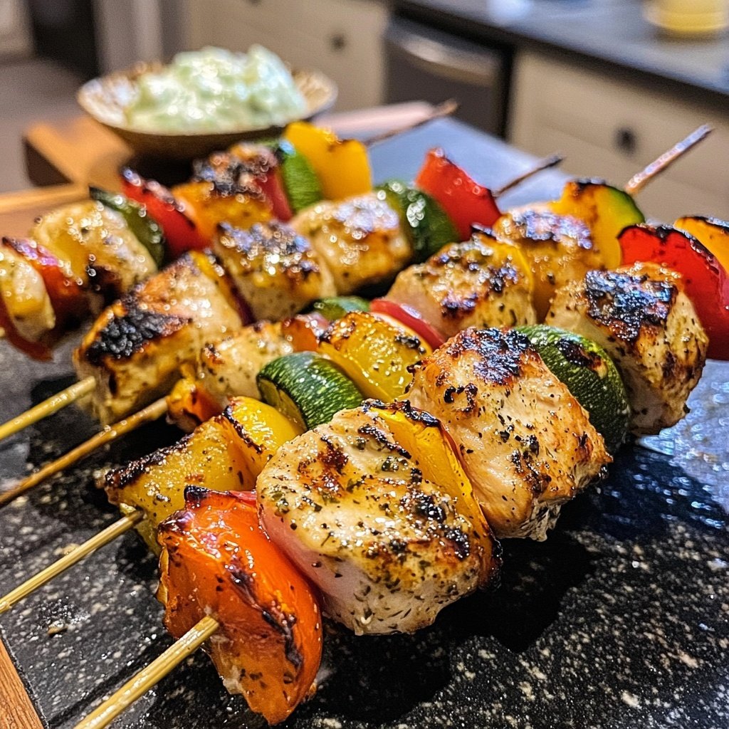 Greek Chicken Souvlaki with Tzatziki Sauce