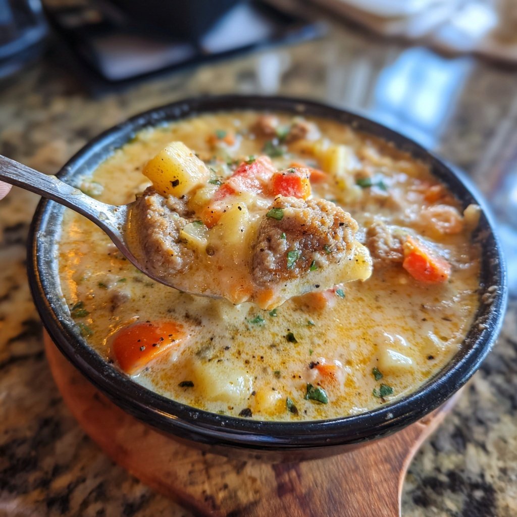 Hearty Italian Sausage Soup with Creamy Parmesan